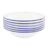 Gibson Our Table Simply White 6 Piece 8.75 Inch Porcelain Blue Rim Bistro Soup Bowls