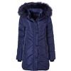 Sportoli Women Long Quilted Plush Lined Outerwear Puffer Jacket Winter Coat with Fur Hood - 4 of 4