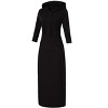 Womens Hoodie Sweat Dress 3/4 Sleeve Slim Fit Hooded Maxi Dress Stripe Summer Dress Soft Lounge Dress - 2 of 2