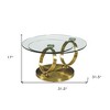 HomeRoots 32" Clear And Gold Glass And Metal Round Abstract Coffee Table - 3 of 4