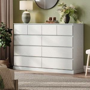 Modern Wooden Dresser Cabinet, 54" Wide 8/9/10 Drawer Chest of Drawers, Large Storage Organizer for Bedroom, Closet, and Living Room - 1 of 4