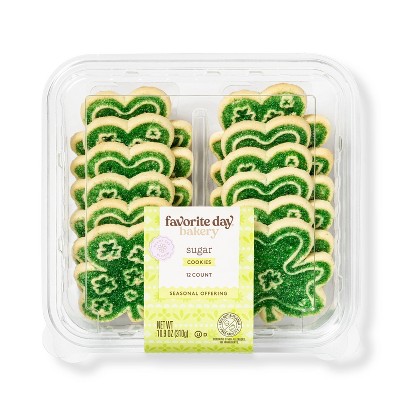 St. Patrick's Day Shamrock Sugar Cookies - 10.9oz/12ct - Favorite Day™