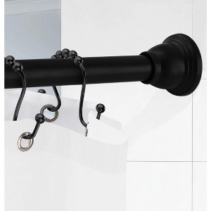 Home Mart Goods Matte Black Metal Shower Curtain Tension Rod Rust Resistant Non-Slip - 42"-72" - 1 of 4