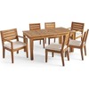 7-Piece Outdoor Acacia Wood Expandable Dining Set with Expandable Table and 6 Cushioned Chair, Umbrella Hole - 2 of 4