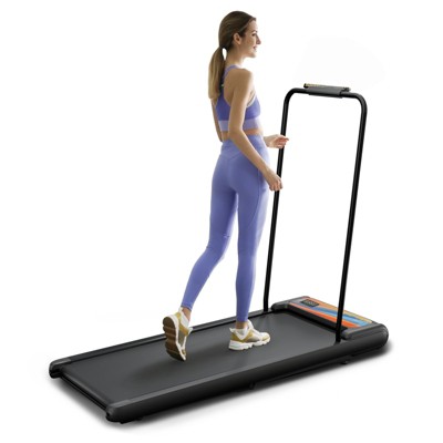 VisioGear Home Gyms, Home Foldable Treadmills with Handle for Living Room, Black & Orange, 43.5"*18.1"*37.8"