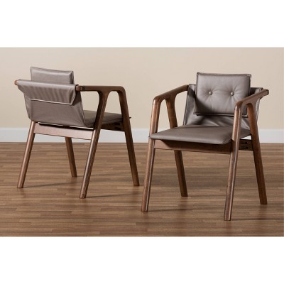 High Back Gray Wood and Cane Arm Chair