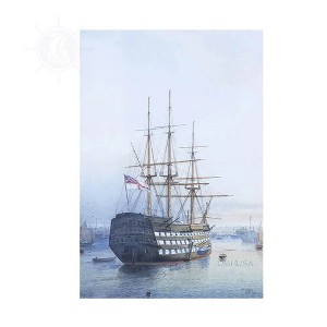 Old Modern Handicrafts H.M.S. Victory Moored in Portsmouth Canvas Print – Frederick Miller Maritime Art 23x35 in - 1 of 4
