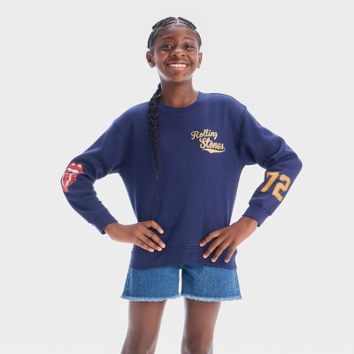 Girls' Rolling Stones Graphic Sweatshirt - Navy Blue