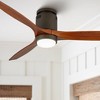 52" Casa Vieja Modern 3 Blade Low Profile Hugger Indoor Ceiling Fan with Light LED Dimmable Remote Bronze Walnut Wood House Bedroom Home - 2 of 4