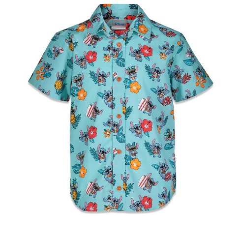 Disney Lilo & Stitch Light Blue Short Sleeve Hawaiian Shirt