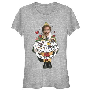 Juniors Womens Elf Buddy Cartoon Food Groups T-Shirt - 1 of 4
