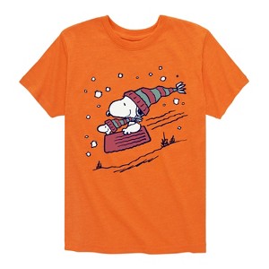 Boys' - Peanuts - Snoopy Sledding Short Sleeve Graphic T-Shirt - 1 of 4