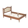 Full Size Wooden Platform Bed with Natural Rattan Headboard for Bedroom or Apartment - 3 of 4