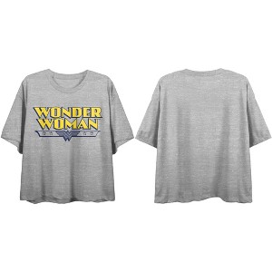 Wonder Woman Logo Women's Athletic Heather Gray Boyfriend Crop Tee - 1 of 2