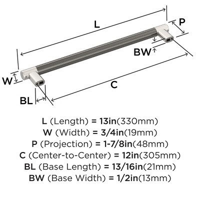 Polished Nickel and Gunmetal Modern Industrial Appliance Pull