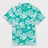 Boys' Adaptive Short Sleeve Palm Leaf Woven Top - Cat & Jack™ Teal Green - 2 of 4