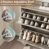Narrow Shoe Cabinet for Entryway – Slim Farmhouse Shoe Organizer with 2 Flip Drawers, Adjustable Shelves & Hooks for Hallway, Front Door - 4 of 4