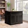 MAYEERTY L-Shaped Bar Table, 4-Tier Bar Cabinet Reception Desk，Black - 3 of 4