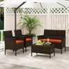 Tangkula Set of 4 Furniture Set w/ Washable Cushions & Tempered Glass Coffee Table - 3 of 4