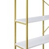 NicBex Bookcases for Living Room 74.8" H 5 Tiers Office Bookshelf Display Shelf Bookcase with Round Top, X Bar Gold Frame - 2 of 4