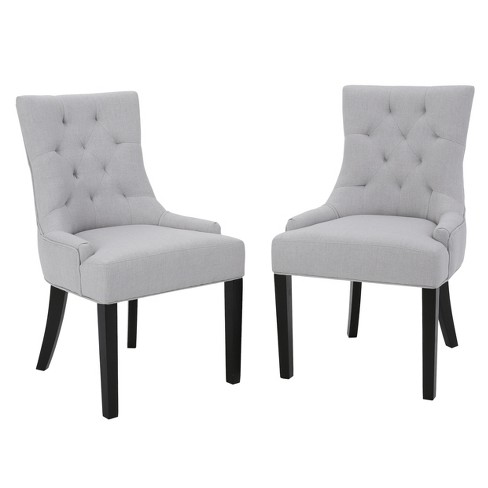 Set of 2 Hayden Tufted Dining Chairs Light Gray - Christopher Knight Home