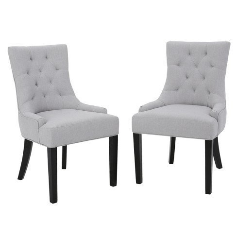 Hayden Tufted Dining Chairs Light Gray, Gray Tufted Dining Chair Set Of 2