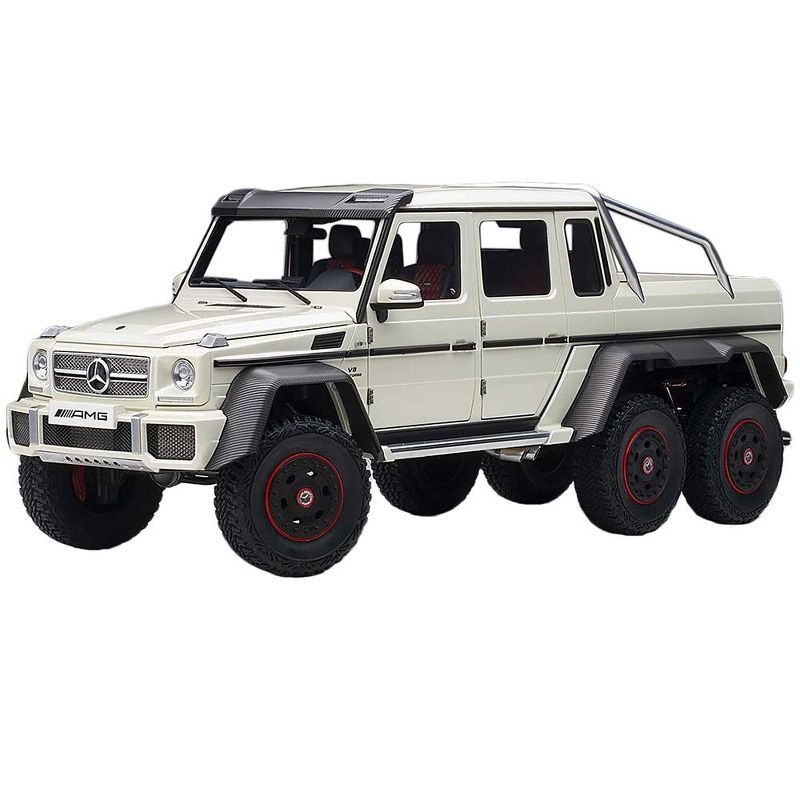 Mercedes Benz G63 AMG 6x6 Designo Diamond White with Carbon Accents 1/18 Model Car by Autoart, 1 of 5