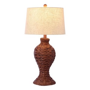 31" JONATHAN Y Elicia Coastal Cottage Table Lamp with Linen Shade, LED Bulb Included, UL Listed - 1 of 4
