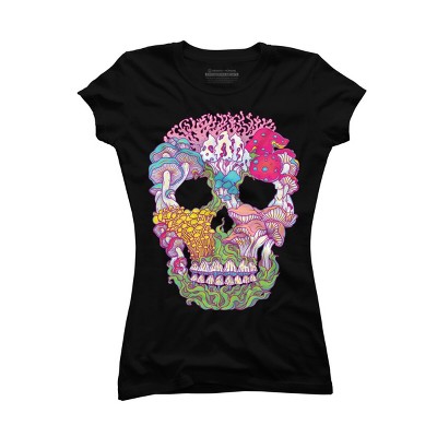 Junior's Design By Humans mushrooms scull By ircadelik T-Shirt