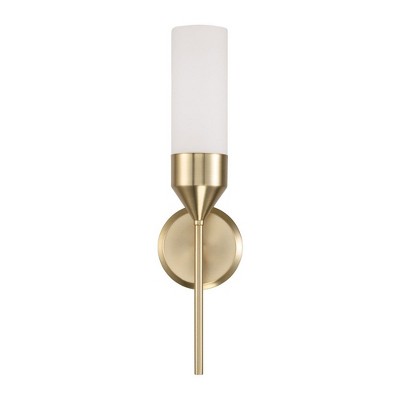 Devon Matte Brass Wall Sconce with Soft White Glass