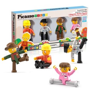 PICASSO-TILES Profession Character Action Figures Toy, Toddler Pretend Play Magnet Expansion Add-On, STEM Educational Building Block Tiles for Kids - 1 of 4