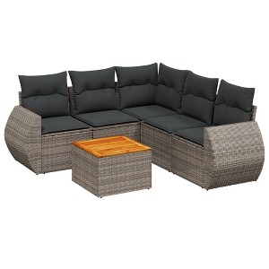 vidaXL Garden Sofa Set Grey PE rattan Modular Removable Covers - 1 of 4