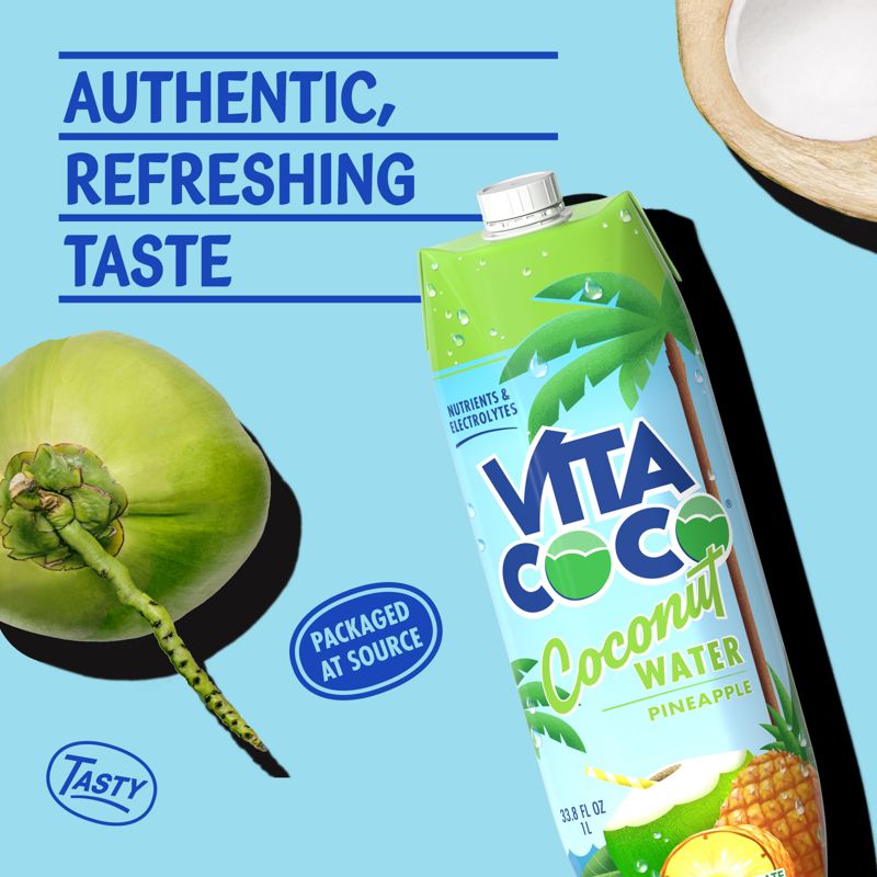 Vita Coco Pineapple Coconut Water - 1 L (33.8 fl oz)Carton, 4 of 9