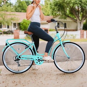 Women's Beach Cruiser Bike, 26 Inch Wheels, 7-Speed Commuter Bicycle For Men Women, Steel Frame - 1 of 4