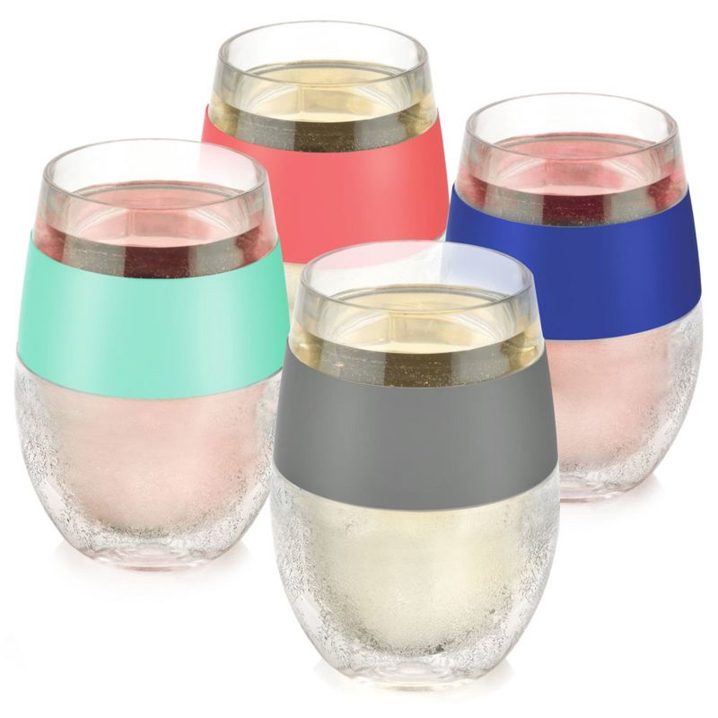 HOST Wine Freeze Set of 4 Plastic Double Wall Insulated Freezable Drink Chilling Tumbler, Wine Glasses for Red and White Wine, 8.5 oz, Assorted Colors, 1 of 14