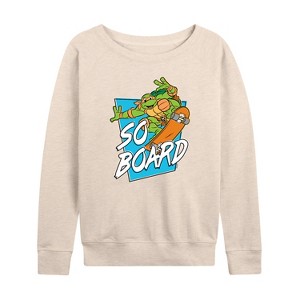 Women's - Teenage Mutant Ninja Turtles - So Board Lightweight French Terry Wide Neck Long Sleeve Shirt - 1 of 4