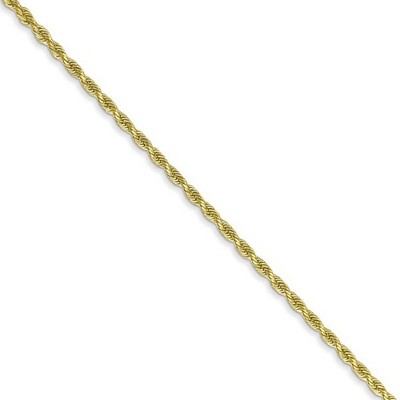 Black Bow Jewelry 1.5mm, 10k Yellow Gold Diamond Cut Solid Rope Chain Necklace
