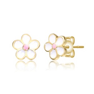 Guili Toddler, kids Sterling Silver 14k Gold Plated Flower Screw Back Earrings, Adorable and Safe Design for Everyday Wear and Special Occasions - 1 of 3