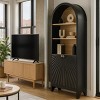 Arched Accent Storage Cabinet with Doors and Shelves, Modern Display Bookshelf with Hidden Storage for Living Room or Office - Panipeachy - 3 of 4