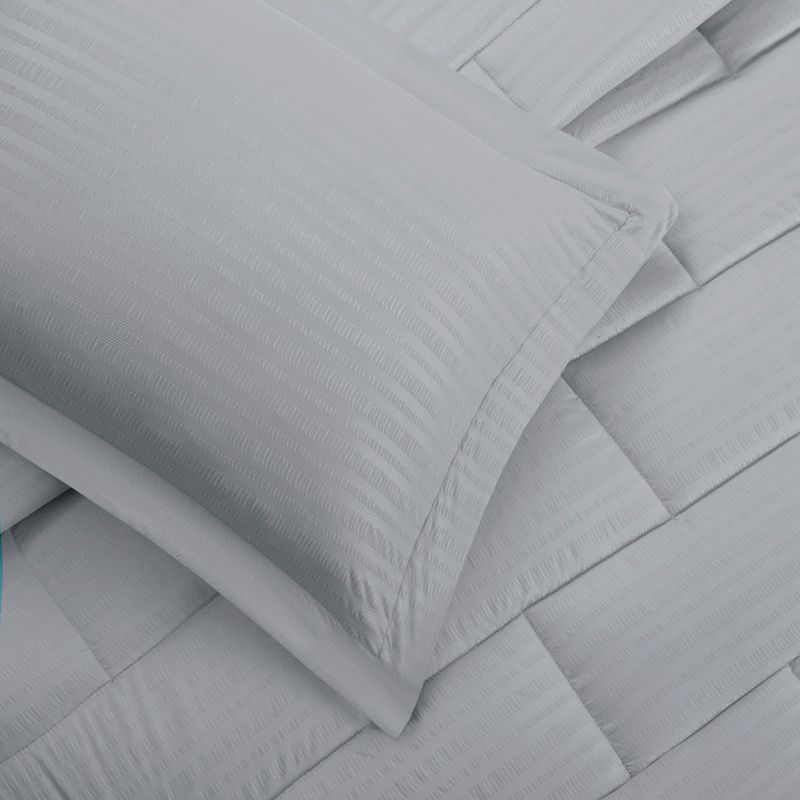 IntelligentDesign Ava Seersucker Down Alternative Comforter Set: Microfiber, Reversible, OEKO-TEX Certified, 3pc - Gray, 6 of 8