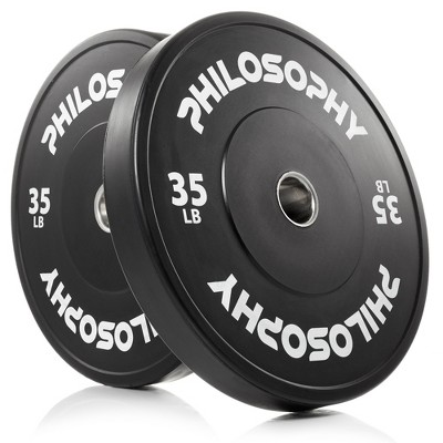 Philosophy Gym Set of 2 Olympic 2-Inch Rubber Bumper Plates Black