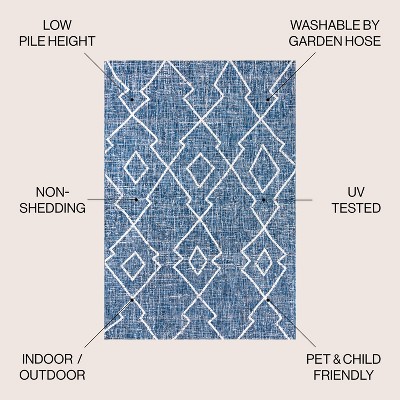 Boho Chic Blue/Ivory Diamond Trellis 8' x 10' Synthetic Rug