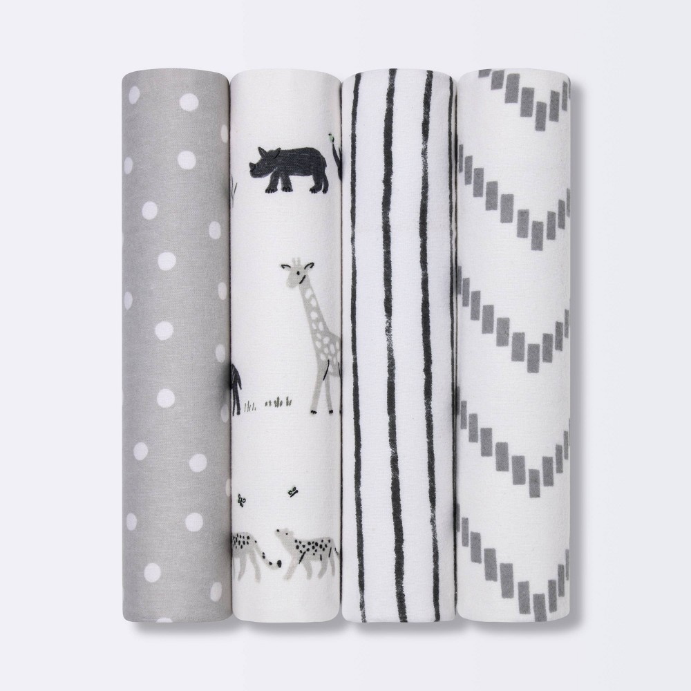 Photos - Duvet Flannel Baby Blanket - Cloud Island™ Two by Two Animals - 4pk