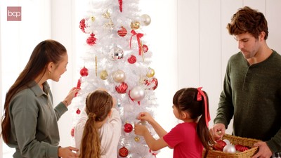 6ft White Artificial Pencil Christmas Tree with Metal Base