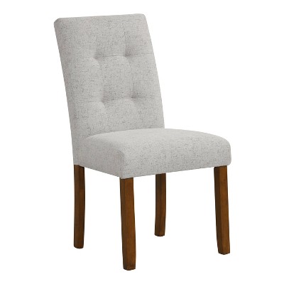 Slate Gray Linen Upholstered Parsons Side Chair Set with Wood Legs
