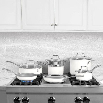 Matte White 11-Piece Stainless Steel Cookware Set