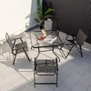 Costway 34 Inch Outdoor Dining Table Square Tempered Glass Table with 1.5" Umbrella Hole - 4 of 4