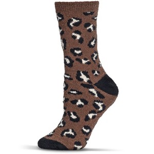 Memoi Women's Leopard Super Soft Cozy Crew Socks - 1 of 4