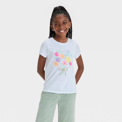 Girls' Short Sleeve Floral Graphic T-Shirt - Cat & Jack™ White