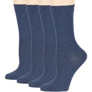 Women Cotton Solid Dress Socks - 4 Pack - Black, Brown, Blue, Grey, Beige  Khaki Shoe Size 5-9 M, 8-12 L | 7BIGSTARS KINGDOM - 1 of 4